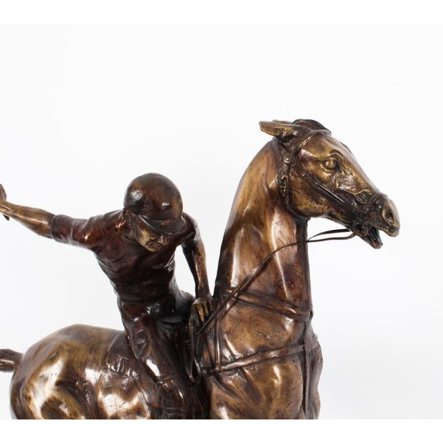 Polo Player Galloping Horse Sculpture, 20th Century, Bronze For Sale - Image 6 of 14