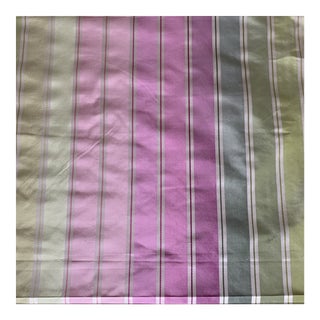 Designers Guild Pink and Green Candy Stripe Silk Fabric- 3 Yards For Sale