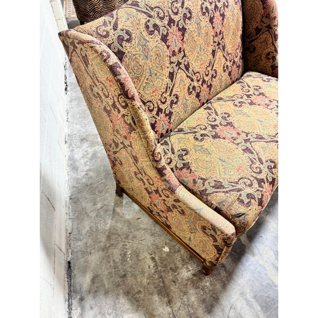 1990s Vintage Ethan Allen Paisley Settee For Sale - Image 5 of 8