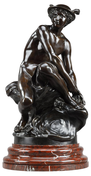 After Pigalle, Mercure Attachant Ses Talonnières, 19th Century, Large Bronze
