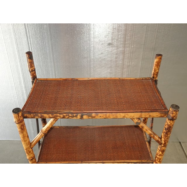 1990s Vintage French Country Coastal Bamboo Rattan Book Shelf For Sale - Image 5 of 17