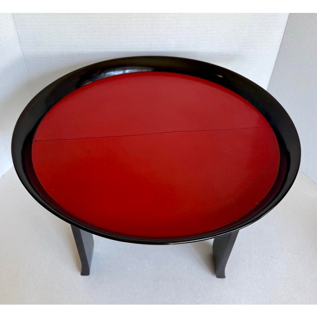 Asian Vintage Korean Red & Black Lacquer Soban Low Tray Table For Sale - Image 3 of 10
