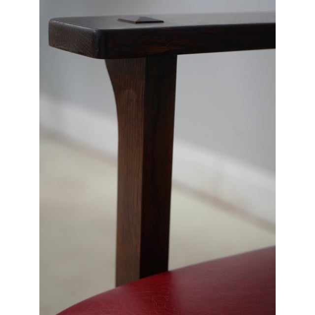 Stickley Mission Oak Leather Office Chair For Sale In Philadelphia - Image 6 of 18