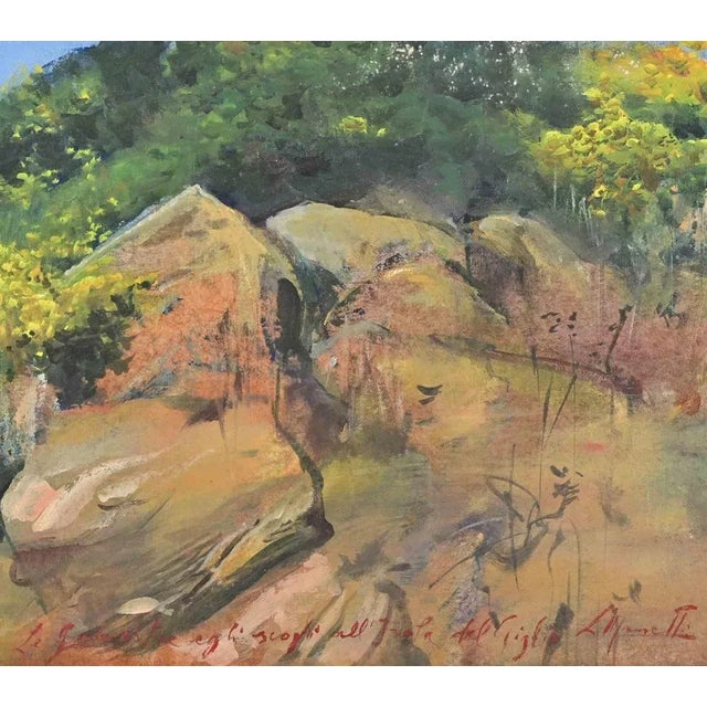 Contemporary Lea Monetti, Brooms and Rocks on Giglio Island, Oil Painting, 1997 For Sale - Image 3 of 5