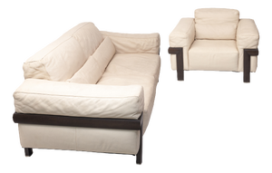 Leather Sofa and Lounge Chair from Natuzzi, 1990s, Set of 2