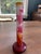 Absolutely stunning multi-layered Emile Galle signed stick vase with vibrant yellow, white, red, and orange acid etched...
