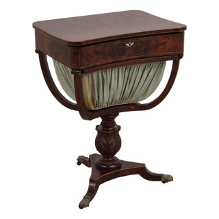 Antique English 19th Century Mahogany Sewing Work Table For Sale