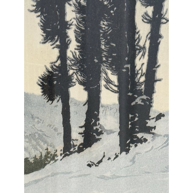 Mid 20th Century Mid-Century Hans Figura Signed Alpine Landscape Aquatint Etching on Silk For Sale - Image 5 of 11