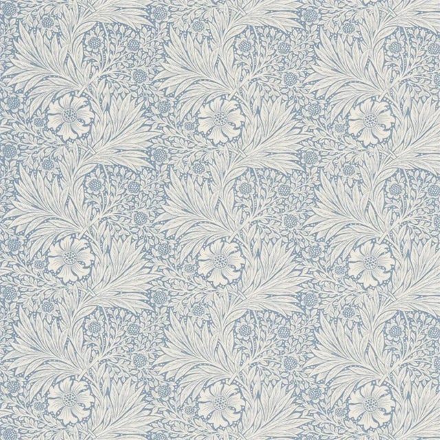 Morris & Co Marigold Fabric in Blue/Ivory - a Sample For Sale