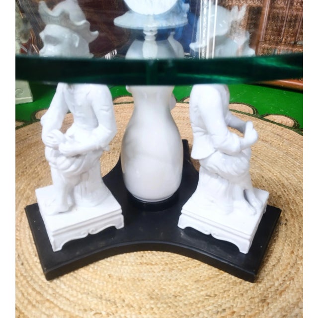 Wood Rare Vintage Blanc De Chine Whimsical 3 Monkey Custom Palm Beach Regency Coffee Table For Sale - Image 7 of 10