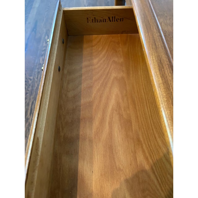 Wood Vintage Ethan Allen Heirloom Solid Maple Sofa Console Table For Sale - Image 7 of 11
