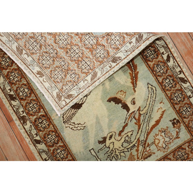Antique Zabihi Collection Persian Tabriz Rooster Swan Rug Mat For Sale - Image 4 of 5