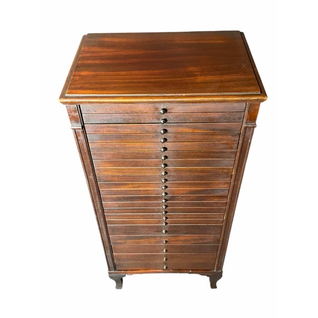 For sale is this very nice unique antique mahogany sheet music cabinet.
