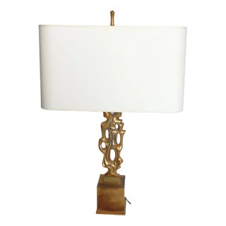 Golden Bronze Table Lamp by Papineau, 1970s For Sale