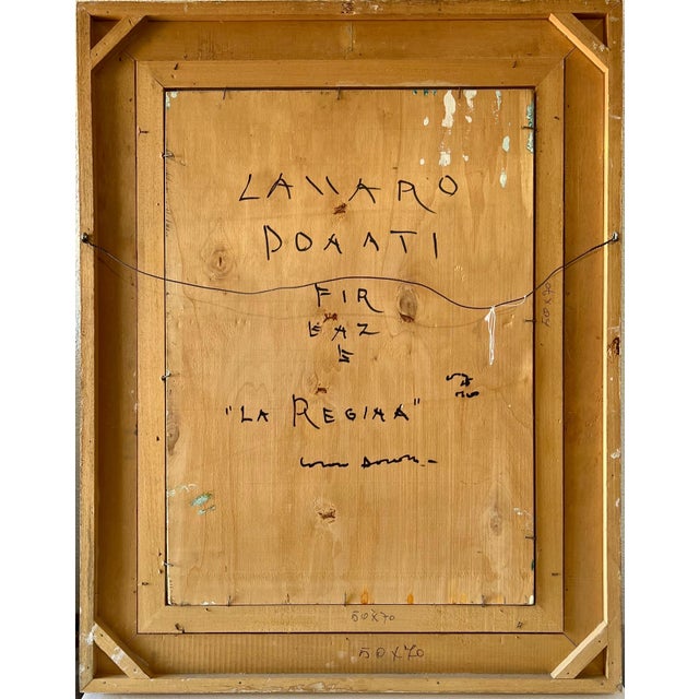 Lazzaro Donati, Italian Modernist Surrealist Woman Color Oil Painting Lazzaro Donati La Regina, 1961 For Sale - Image 4 of 14