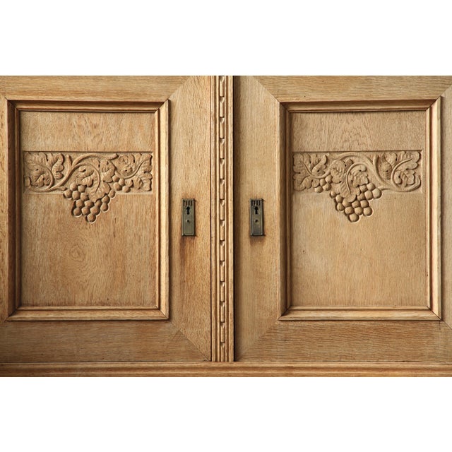Brown Antique Danish Oak Buffet Cabinet with Crystal Glass Doors, 1850s For Sale - Image 8 of 18