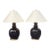Pair of Ralph Lauren Gloss Black "Malin Ming" Lamps With Cream Coolie Shades and Brass Bases For Sale