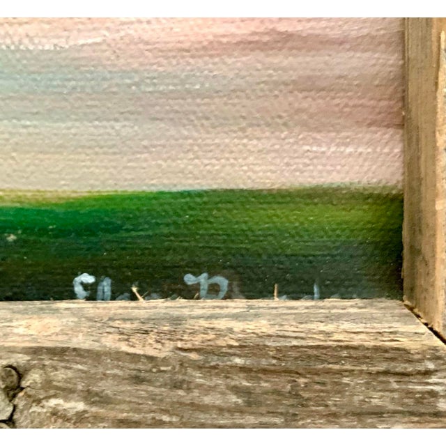 Late 20th Century Painting Teepee by Sunset Oil on Canvas Signed Elaine Rhoades Vintage Native Art For Sale - Image 5 of 6