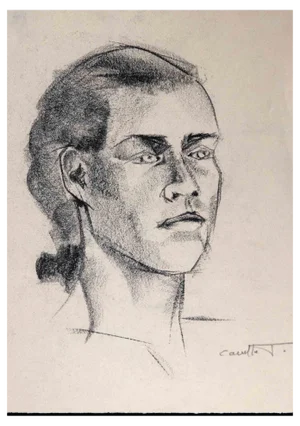 Portrait of a Woman, Original Drawing, Mid 20th-Century