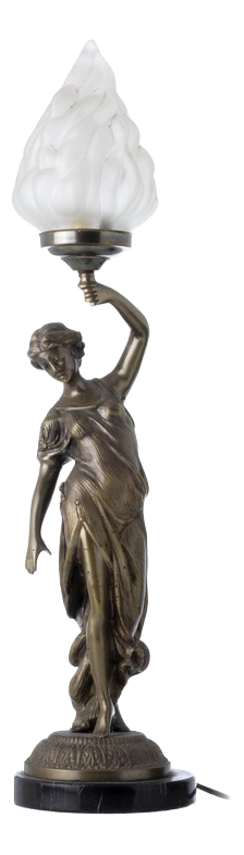 Table Lamp in Bronze, Glass and Marble