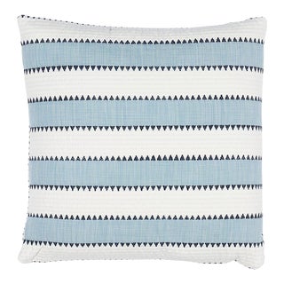 Schumacher Isolde Stripe 18" Pillow in Sky For Sale