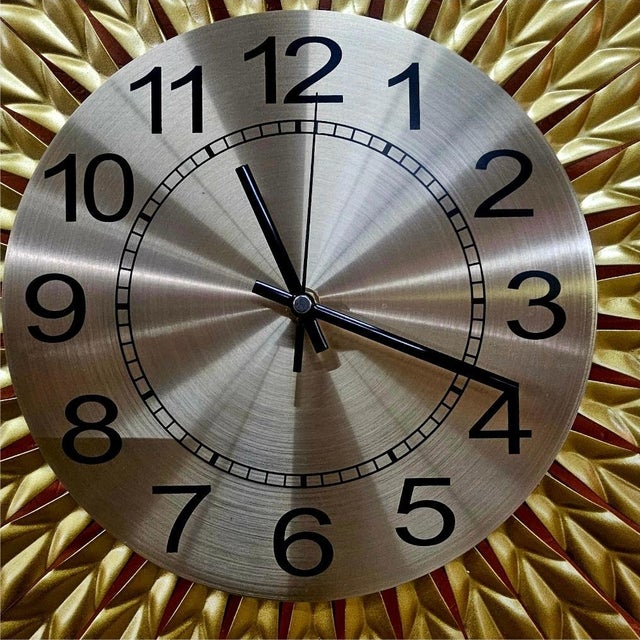 Mid Century Sunburst Clock For Sale - Image 11 of 13