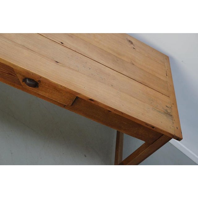 Wood Antique Late 19th Century French Rustic Farmhouse Cherry Wood Dining Table For Sale - Image 7 of 18