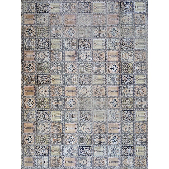 Beige Vintage Hand-Knotted Silk Rug Garden of Paradise, Nepal, 1960s For Sale - Image 8 of 9