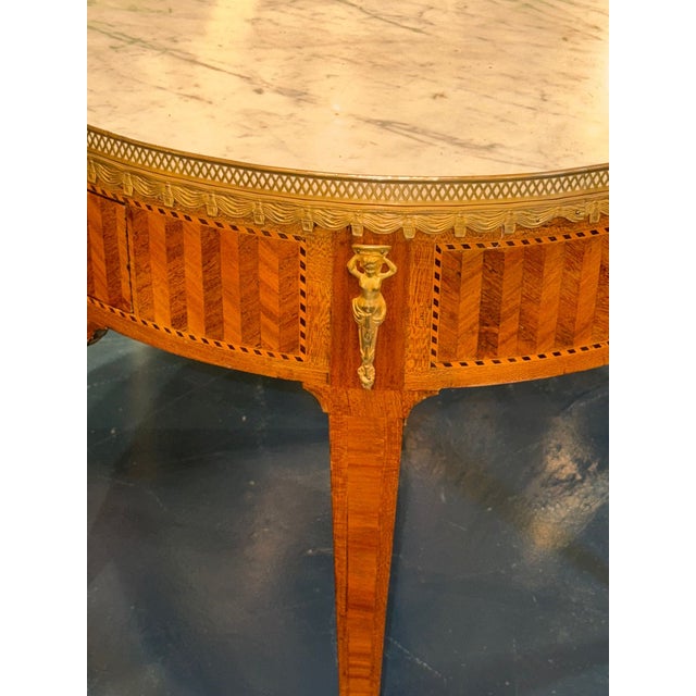 19th C. French Louis XVI Inlaid Center Table For Sale - Image 4 of 7
