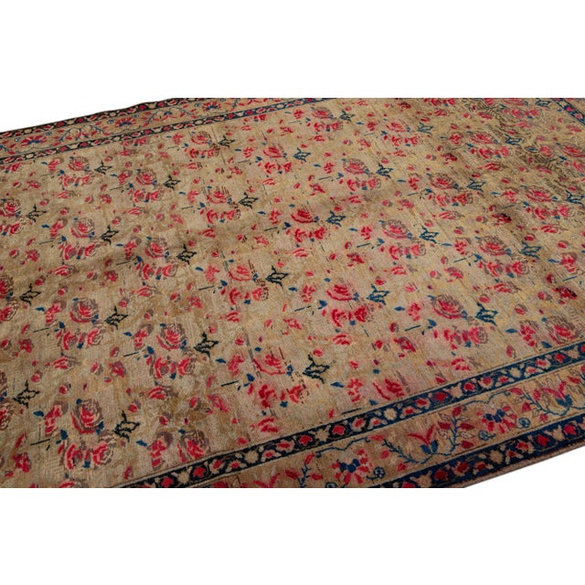 Brown Antique Hamadan Brown Handmade Floral Motif Wool Rug For Sale - Image 8 of 10