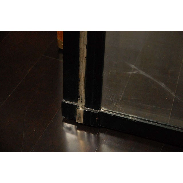 Early 20th Century French Art Deco Mirror in Black Lacquer With Silver Leaf Relief Carvings For Sale - Image 5 of 6