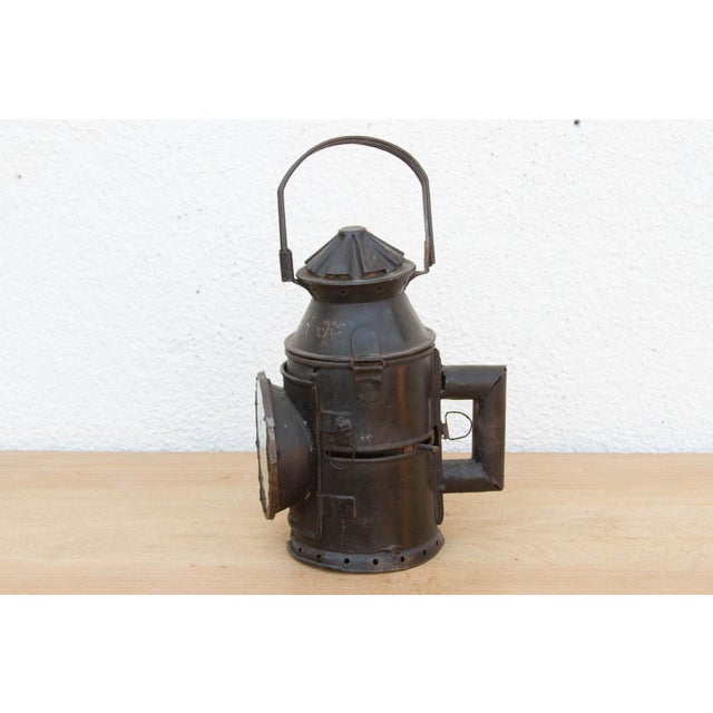 Industrial Antique Industrial Iron Railway Lantern For Sale - Image 3 of 7