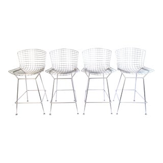Harry Bertoia Knoll Signed Chrome Counter Stools - Set of 4 For Sale