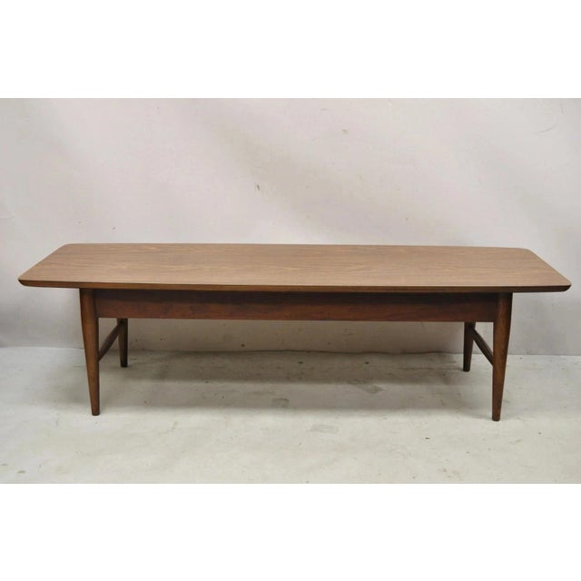 Lane Mid Century Modern 56" Long Surfboard Laminate Top Coffee Table With Drawer For Sale - Image 11 of 11