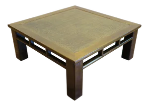 20th Century Asian Rattan Top Low Coffee Table