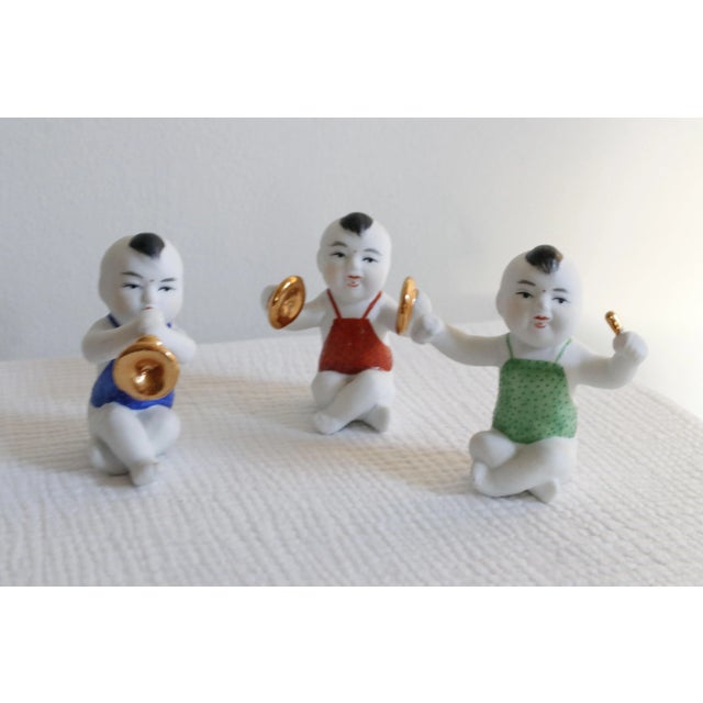 Chinese Bisque Porcelain Piano Babies Musical Figurines- Set of 3 For Sale - Image 6 of 13