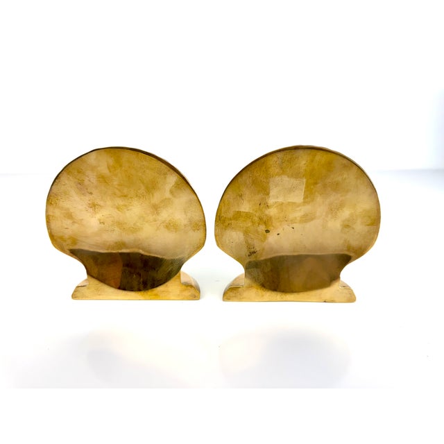 Mid-Century Solid Brass Seashell Bookends- Set of 2 For Sale - Image 9 of 13
