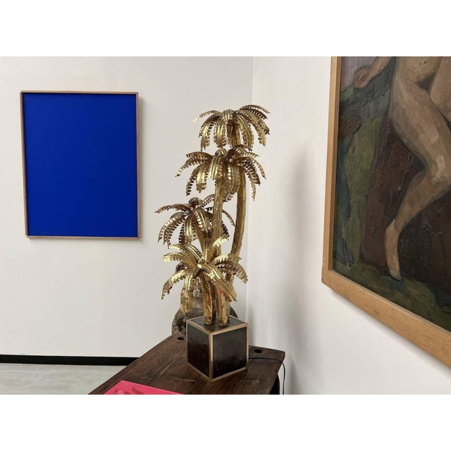 Four-Headed Brass Palm Tree Table Lamp, 010s For Sale - Image 9 of 18