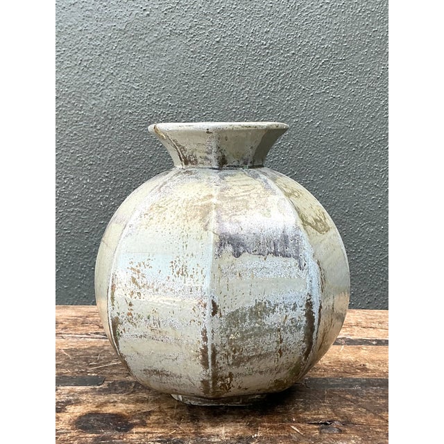 Taupe Vintage Studio Pottery Ceramic Vase For Sale - Image 8 of 12