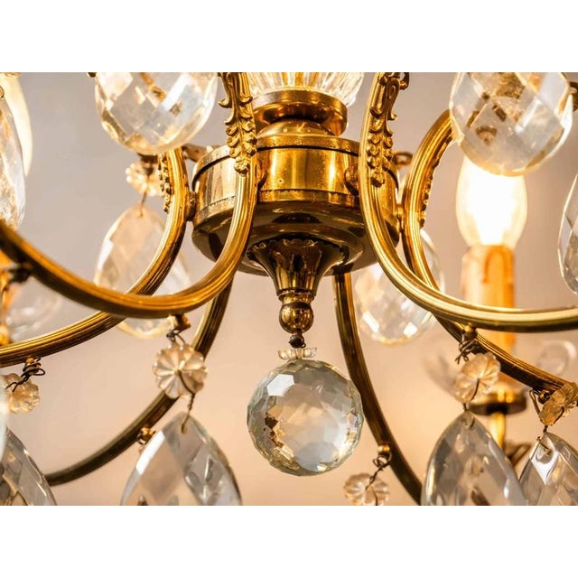 Brass Chandelier with Crystal Trimmings For Sale - Image 10 of 18