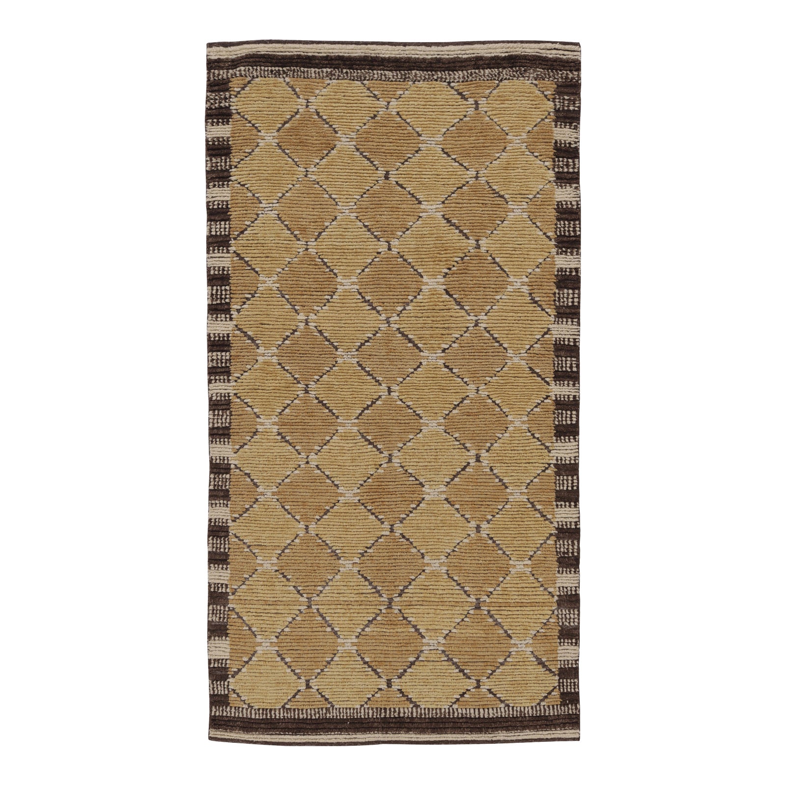 Rug & Kilim’s Scandinavian Inspired Runner Rug, Gold Diamond Geometric ...