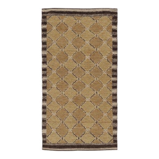Rug & Kilim’s Scandinavian Inspired Runner Rug, Gold Diamond Geometric Patterns For Sale