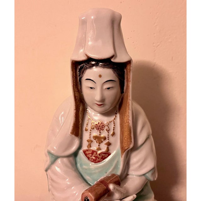 White 19th Century Japanese Meiji Porcelain Figure of a Goddess or Guanyin For Sale - Image 8 of 13