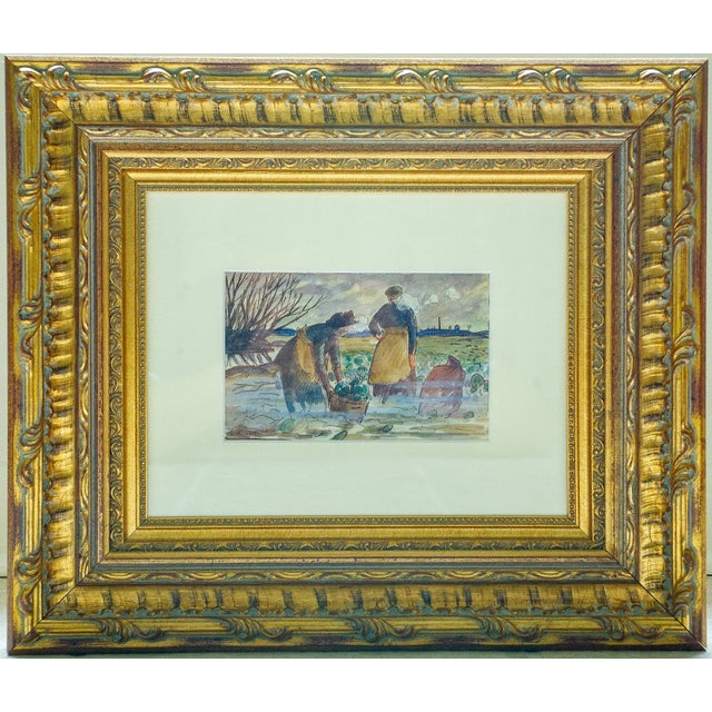 Cabbage Pickers by Ludovic-Rodo Pissarro (1878 - 1952), watercolor and ink on paper, signed and dated 1918, lower left. A...