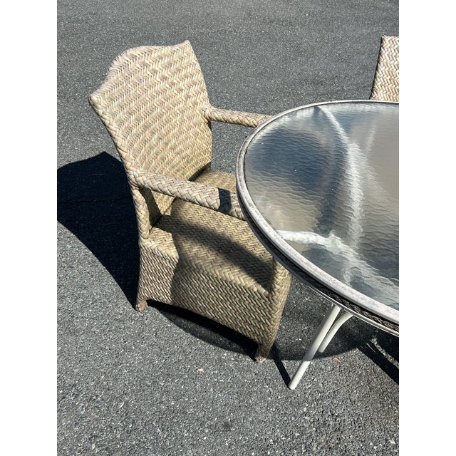 Beautiful Vintage Lloyd Loom Aluminum Patio Set Table & 4 Chairs For Sale - Image 12 of 12
