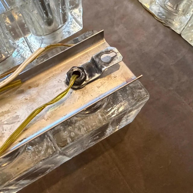 Glass Two 1960s Mid-Century Modern Heavy Murano Glass Italian Wall Sconces by Sciolari For Sale - Image 7 of 18