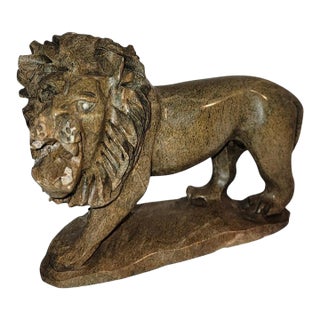 Hand Carved Alabaster Lion For Sale