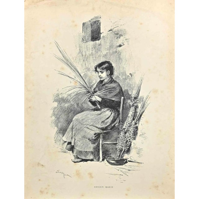 Adrien Marie, Young Peasant, Lithograph, Late 19th Century For Sale - Image 3 of 3