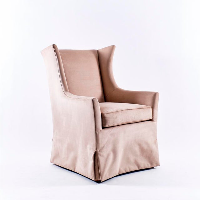 Contemporary Hickory Chair Furniture Company Jackson Skirted Wing Chair For Sale - Image 3 of 5