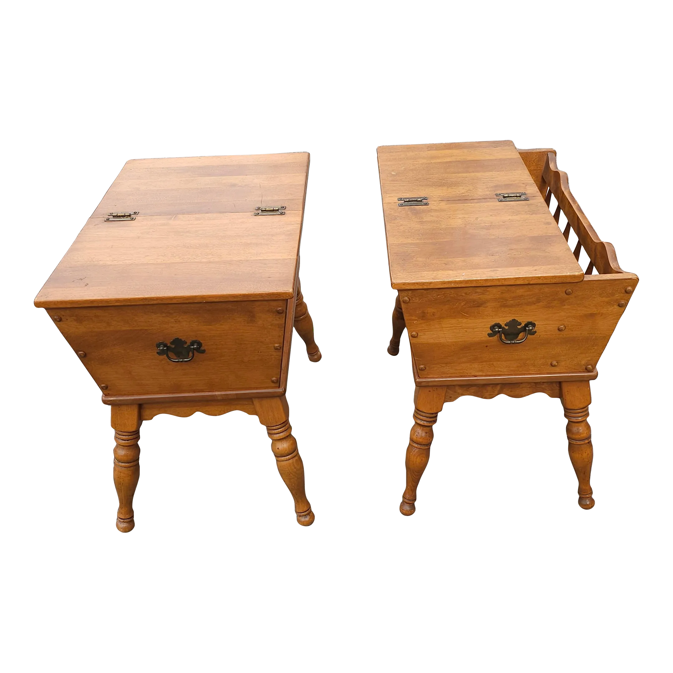 Pair of Ethan Allen Heirloom Nutmeg Maple Flip Top Side Tables